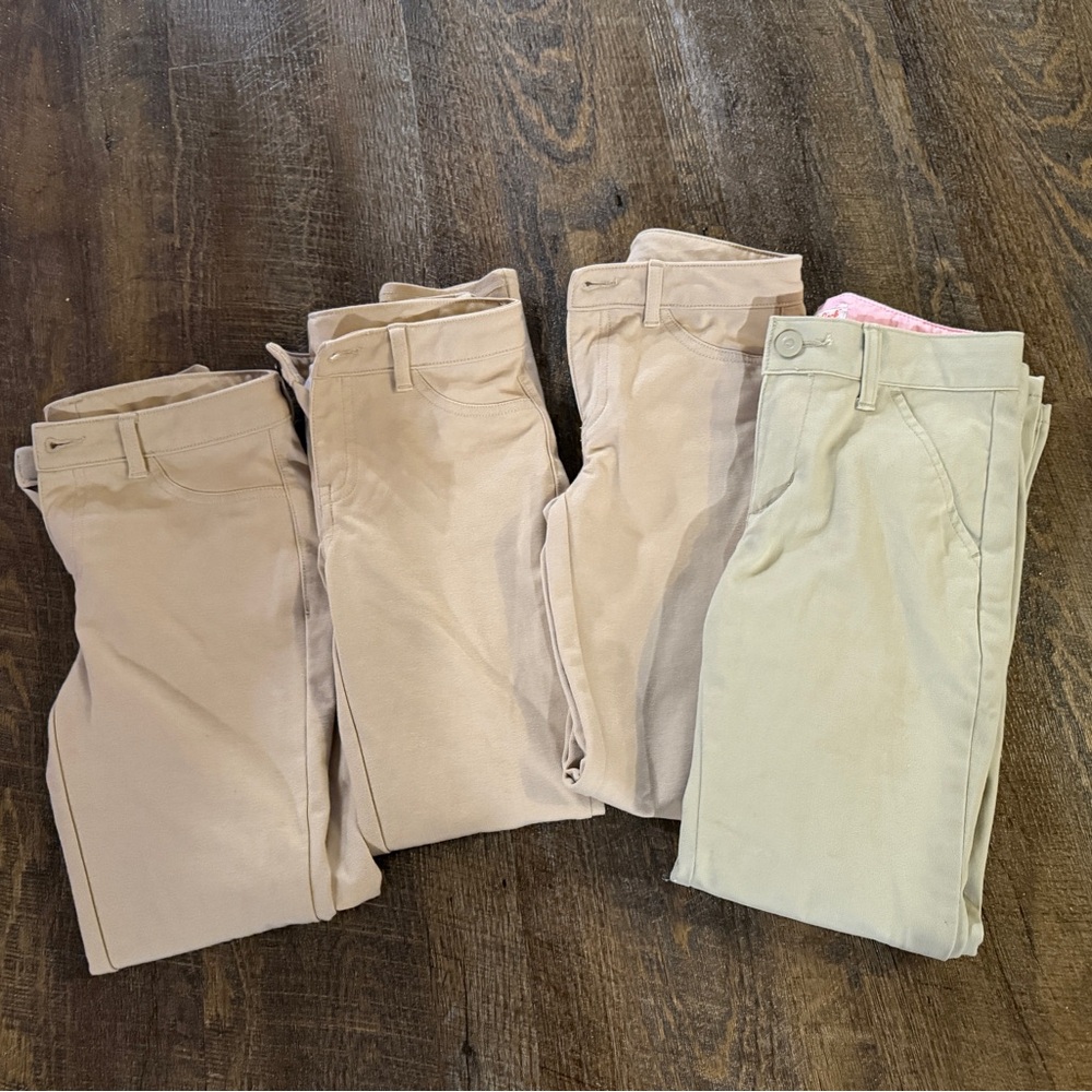 Lot of Four (4) Girls Size 7 Khaki Pants Gap and Cat & Jack Bundle